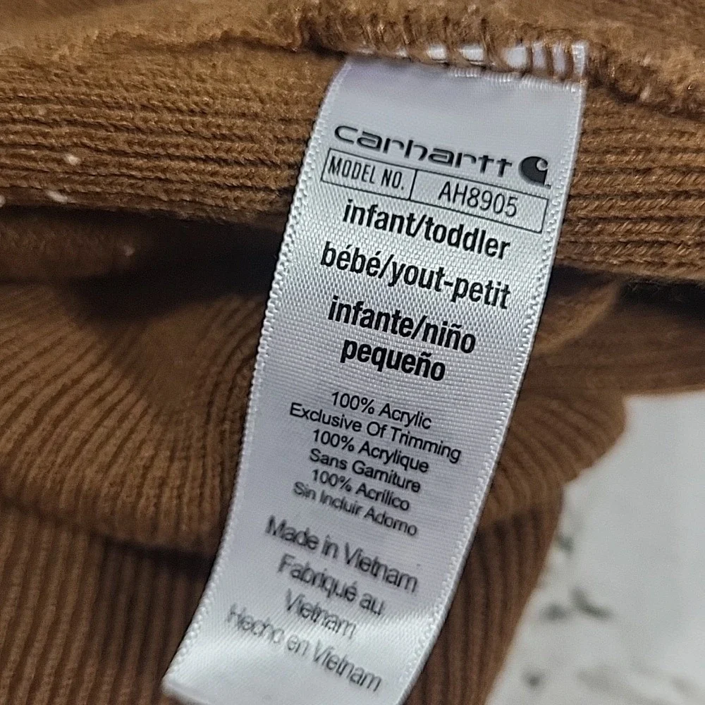 Carhartt Toddler Beanie‎ Brown Stretch Knit Cuff Warm Winter Hat Ski Cap